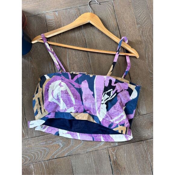 Banana Republic Printed Cross-Front Cropped Cotton Poplin Tank Top Size 4 - Picture 7 of 9